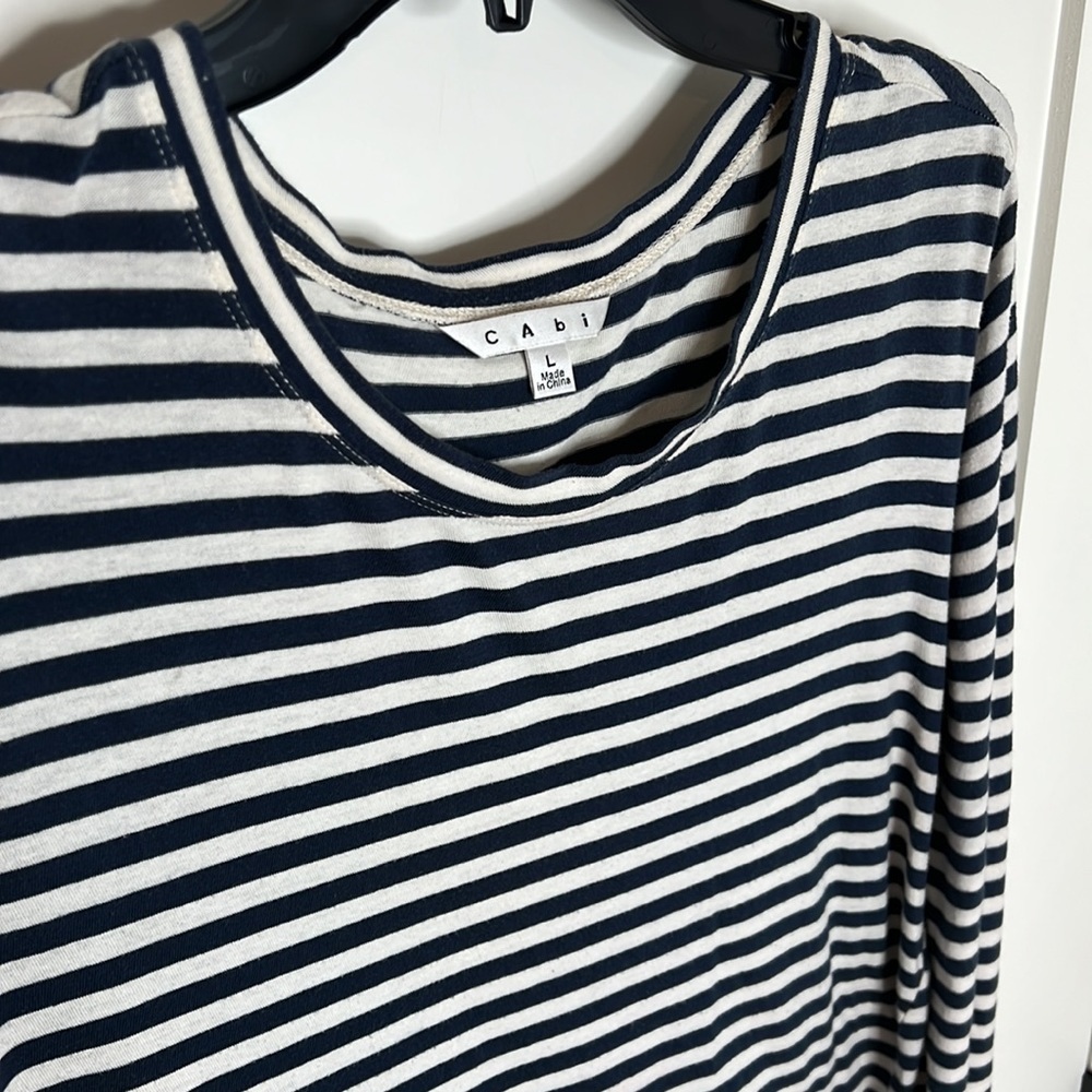 🕶️Blue/White⚡️Stripe Bengal Long Sleeve Tee Shirt L cabi soft knit - Picture 3 of 7